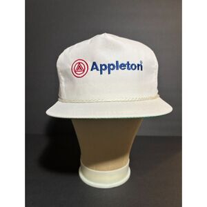 Vintage Appleton Snapback Hat K-Brand USA Made White Rope Cap Green Underbrim